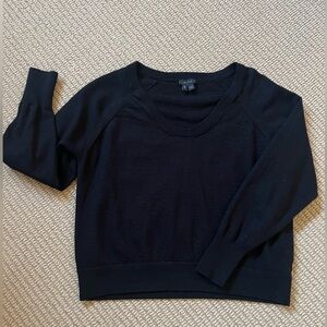 Theory Black V-Neck Cropped Sweater